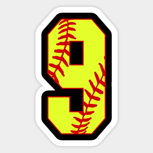 Fastpitch Softball Number 9 #9 Softball Shirt Jersey Uniform Favorite Player Biggest Fan Sticker